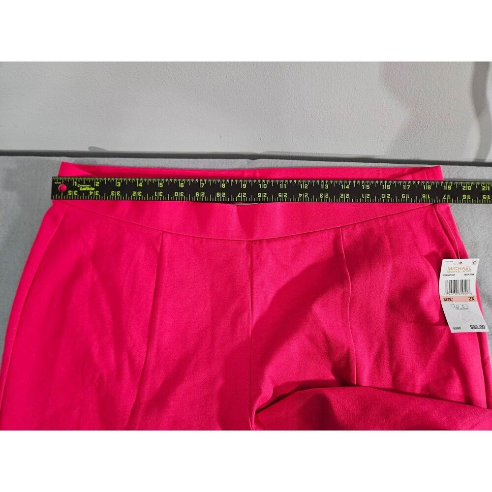 Michael Kors Deep Pink Front Seam Ankle Slit Pull On Pants NWT 2X Plus Size - Picture 12 of 12